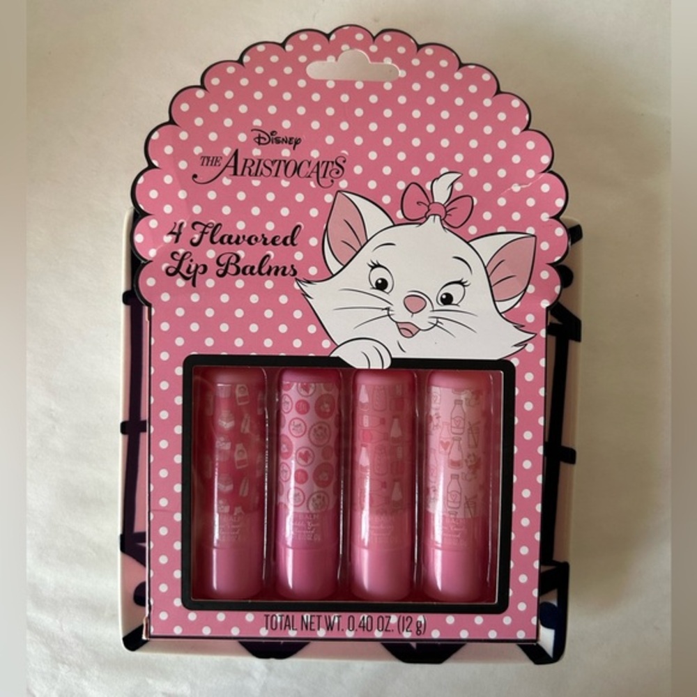 BRAND NEW Disney Aristocats Pink Lip Balm Set - 4 Flavored Lip Balms